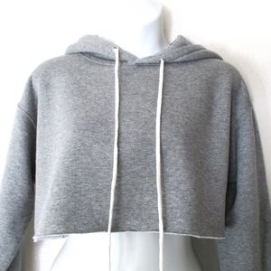 Grey Cropped Hoodie